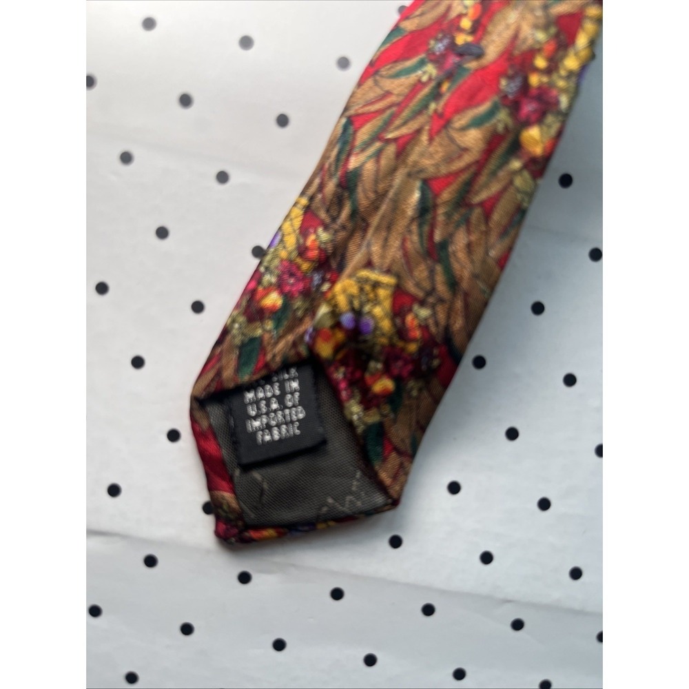 Vintage Christian Dior Monsieur Red Floral Botanical Silk Necktie USA - Picture 7 of 7